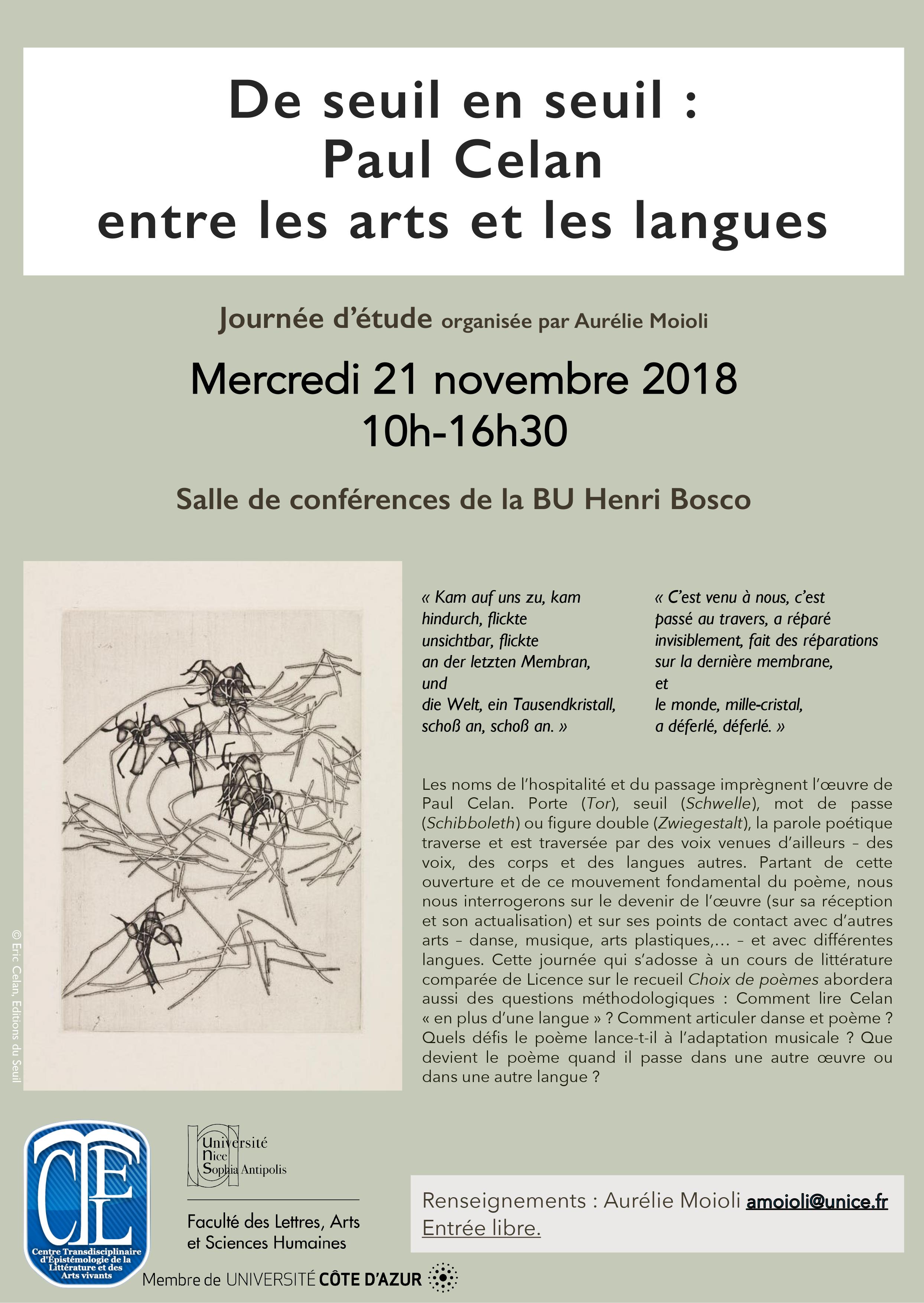 Journée d'étude Celan - Affiche