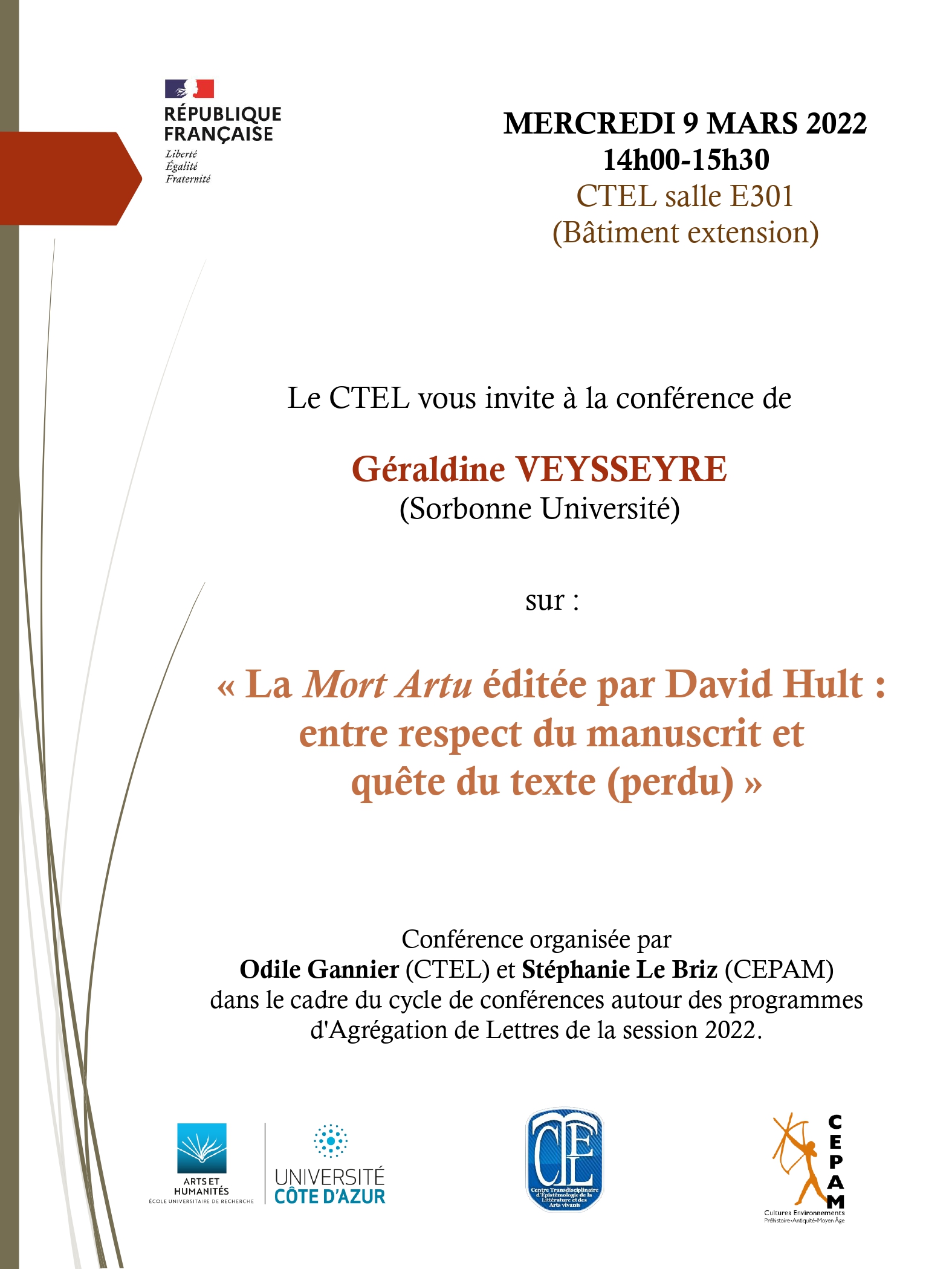 Conférence La Mort Artu - Affiche